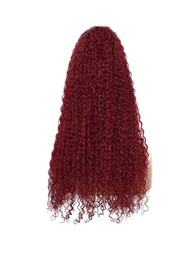 XSY Headband Wig Human Hair Kinky Curly 99J Burgundy Headband Wigs for Black Women Deep Curly Human Hair Wigs None Lace Front Wig 150% Density 18 Inch - Image 5